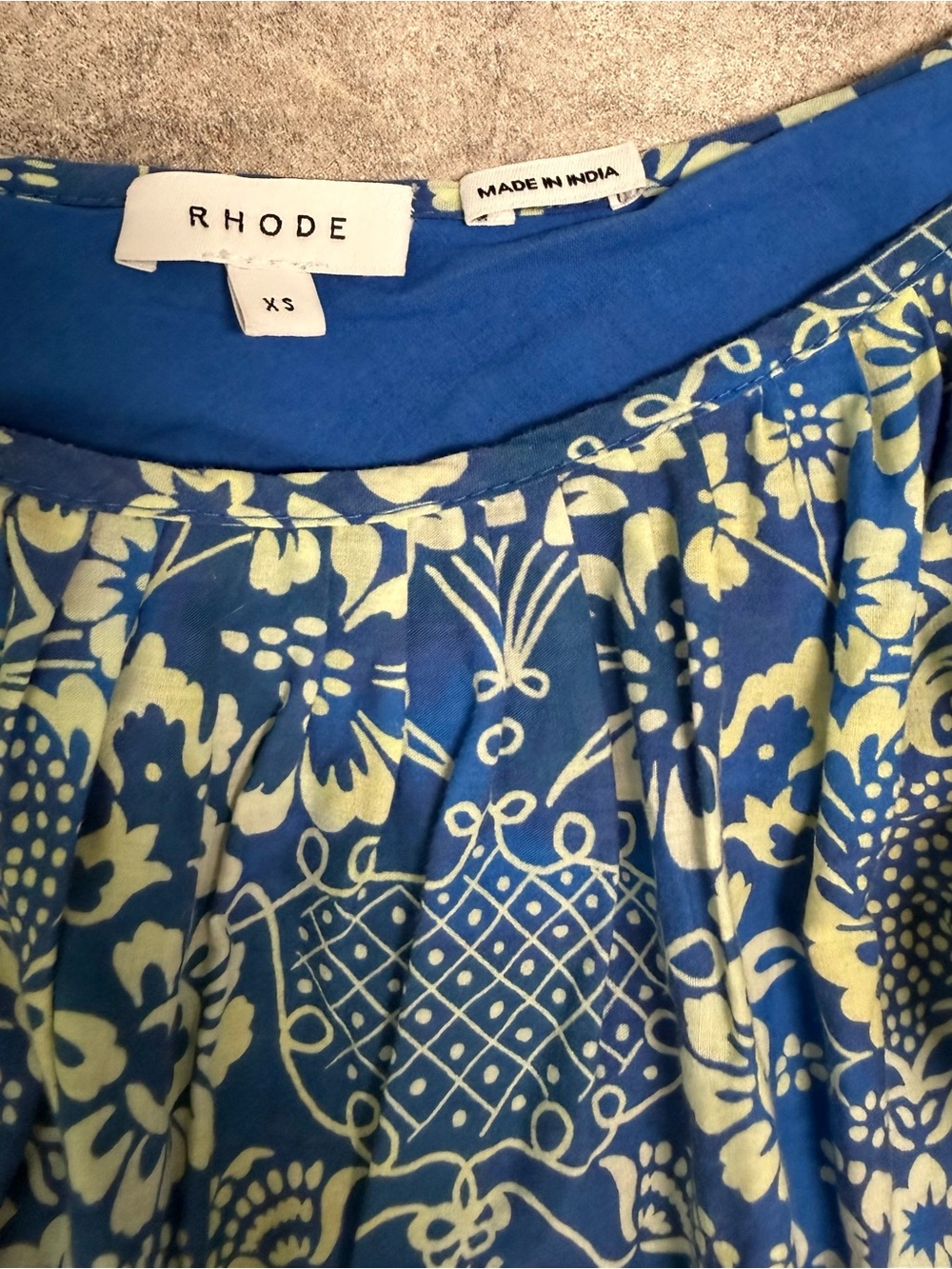 RHODE Lea Belted Blue and Cream Floral Cotton-Poplin Midi Dress XS - Picture 7 of 12